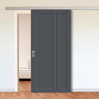 Image: Single Sliding Door & Premium Wall Track - Eco-Urban® Melville 3 Panel Door DD6409 - 6 Colour Options