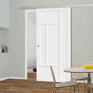 Image: Single Sliding Door & Premium Wall Track - Eco-Urban® Morningside 5 Panel Door DD6437 - 6 Colour Options