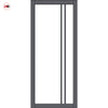 Milano Solid Wood Internal Door Pair UK Made DD0101C Clear Glass - Stormy Grey Premium Primed - Urban Lite® Bespoke Sizes