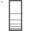 Chord Solid Wood Internal Door Pair UK Made DD0110F Frosted Glass - Stormy Grey Premium Primed - Urban Lite® Bespoke Sizes