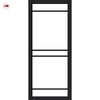 Ebida Solid Wood Internal Door Pair UK Made DD0113C Clear Glass - Shadow Black Premium Primed - Urban Lite® Bespoke Sizes