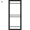 Ebida Solid Wood Internal Door UK Made  DD0113F Frosted Glass - Shadow Black Premium Primed - Urban Lite® Bespoke Sizes