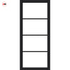 Florence Solid Wood Internal Door Pair UK Made DD0114C Clear Glass - Shadow Black Premium Primed - Urban Lite® Bespoke Sizes