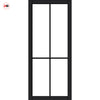 Kora Solid Wood Internal Door Pair UK Made DD0116F Frosted Glass - Shadow Black Premium Primed - Urban Lite® Bespoke Sizes