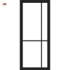 Lerens Solid Wood Internal Door UK Made  DD0117F Frosted Glass - Shadow Black Premium Primed - Urban Lite® Bespoke Sizes