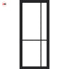 Lerens Solid Wood Internal Door Pair UK Made DD0117F Frosted Glass - Shadow Black Premium Primed - Urban Lite® Bespoke Sizes