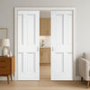 Nostalgia 4 Panel White Primed Double Evokit Pocket Door - Unfinished