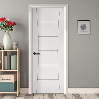 Image: EasiKit Internal Door and Frame Kit - Pamplona White Primed Flush Internal Door