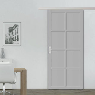 Image: Single Sliding Door & Premium Wall Track - Eco-Urban® Perth 8 Panel Door DD6318 - 6 Colour Options