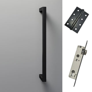 Image: Concord XL 400mm Back to Back Pull Handle Pack - 3 Square Hinges - Matt Black