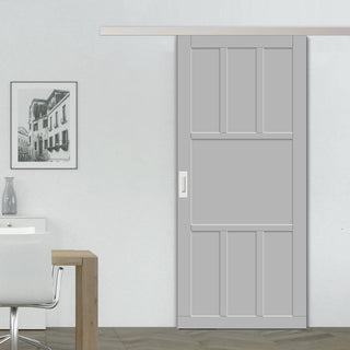 Image: Single Sliding Door & Premium Wall Track - Eco-Urban® Queensland 7 Panel Door DD6424 - 6 Colour Options