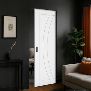 Image: Ravello White Single Absolute Evokit Pocket Door - Prefinished
