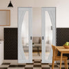Ravello Double Absolute Evokit Pocket Doors - Light Grey Ash - Prefinished - Clear Glass