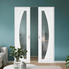 Ravello White Double Absolute Evokit Pocket Doors - Prefinished - Clear Glass