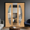 Ravello Oak Double Evokit Pocket Doors - Prefinished - Clear Glass