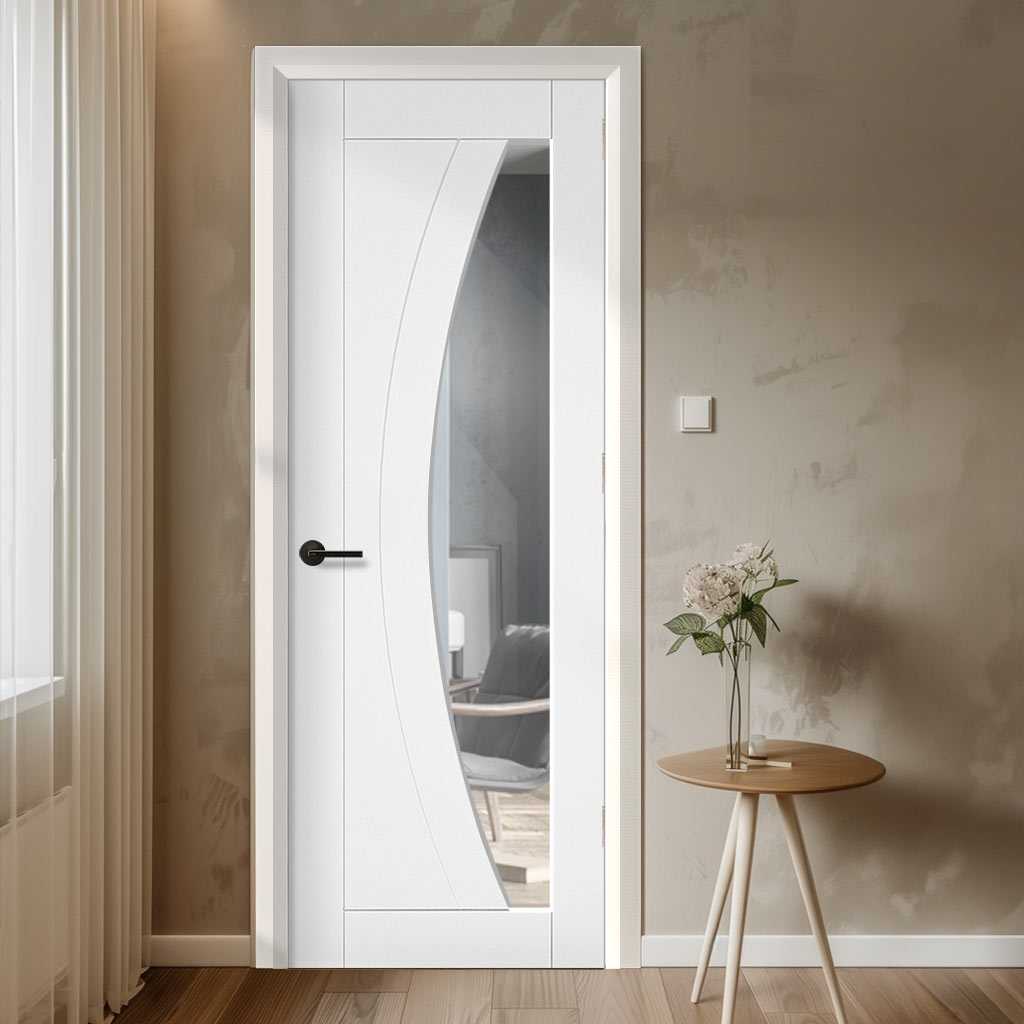 EasiKit Internal Door and Frame Kit - Ravello White Primed Internal Door - Clear Glass