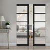 Shoreditch Black Double Absolute Evokit Double Pocket Door - Prefinished - Clear Glass - Urban Collection