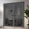 Simona Solid Wood Internal Door Pair UK Made DD0105T Tinted Glass - Stormy Grey Premium Primed - Urban Lite® Bespoke Sizes