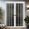 Simona Solid Wood Internal Door Pair UK Made DD0105T Tinted Glass - Cloud White Premium Primed - Urban Lite® Bespoke Sizes