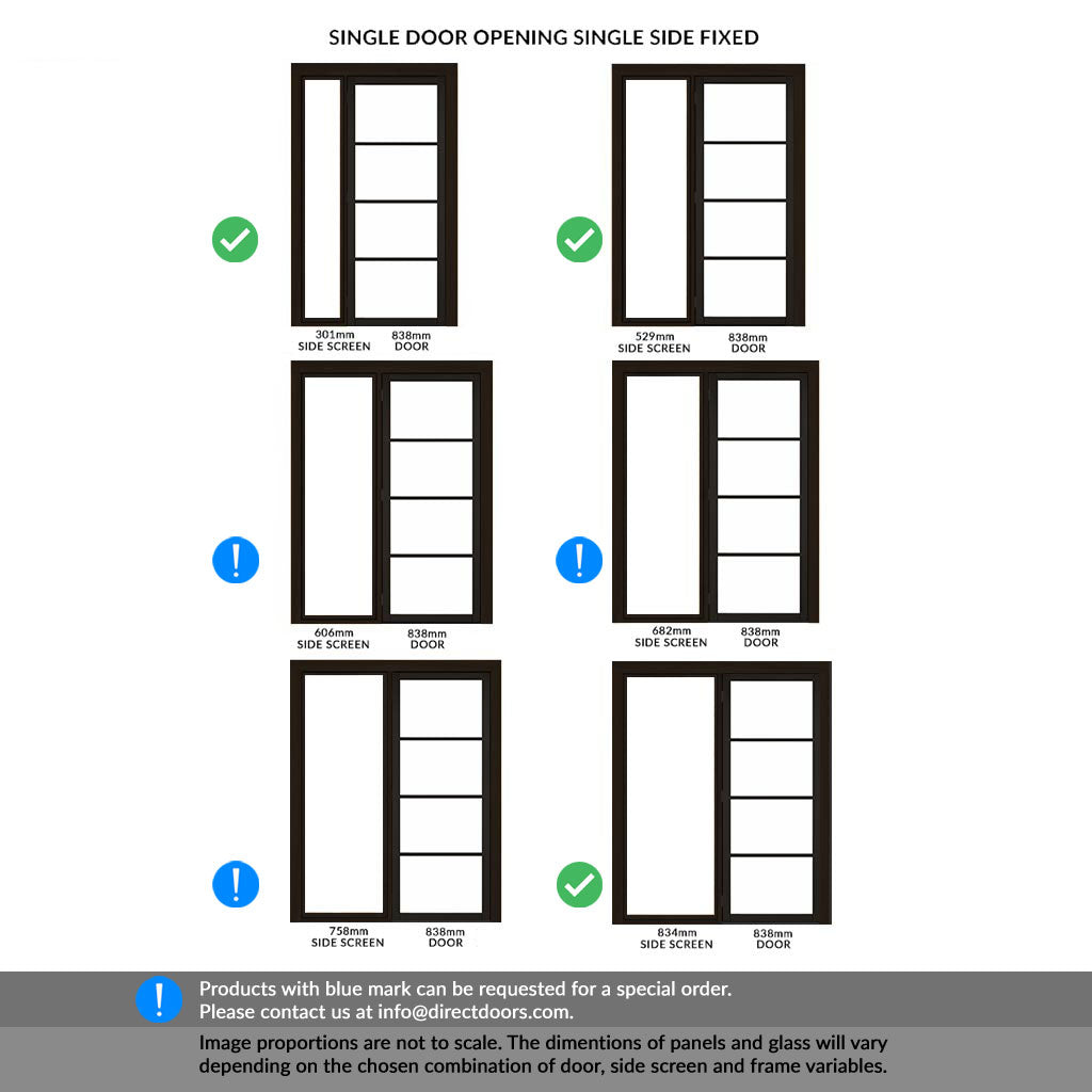 ThruEasi Black Room Divider Soho 4 Pane Primed Clear Glass Unfinishe