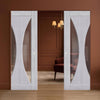 Sorrento Double Absolute Evokit Pocket Door - Light Grey Ash - Prefinished - Clear Glass