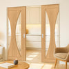 Sorrento Oak Double Absolute Evokit Pocket Door - Prefinished - Clear Glass
