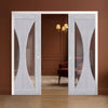 Sorrento Double Evokit Pocket Doors - Light Grey Ash - Prefinished - Clear Glass
