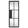 Sliding Top Mounted Black Folding Track & Double Door - Civic Black Industrial Door with Reeded Glass - Prefinished
