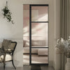Sutton Black Single Absolute Evokit Pocket Door - With Clear & Reeded Glass - Prefinished