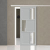 Single Sliding Door & Premium Wall Track - Eco-Urban® Tokyo 3 Pane 3 Panel Door DD6423G Clear Glass - 6 Colour Options
