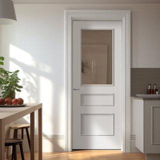 Image: Toledo White Primed Internal Door - Clear Glass