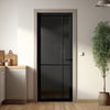 Lerens Solid Wood Internal Door UK Made  DD0117T Tinted Glass - Shadow Black Premium Primed - Urban Lite® Bespoke Sizes