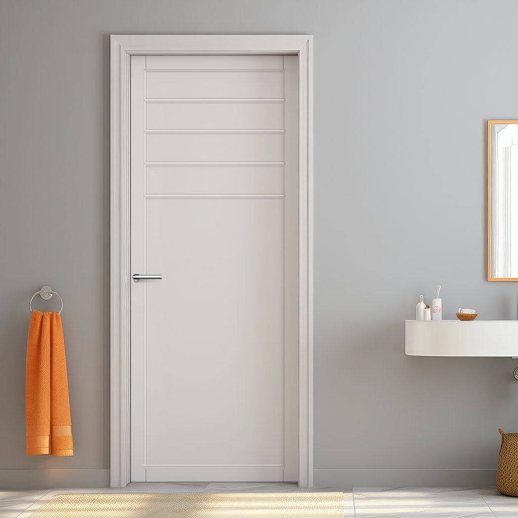 Drake Panel Solid Wood Internal Door UK Made  DD0108P - Cloud White Premium Primed - Urban Lite® Bespoke Sizes