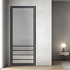 Hirahna Solid Wood Internal Door UK Made  DD0109F Frosted Glass - Stormy Grey Premium Primed - Urban Lite® Bespoke Sizes