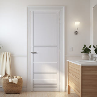 Image: Chord Panel Solid Wood Internal Door UK Made  DD0110P - Cloud White Premium Primed - Urban Lite® Bespoke Sizes