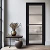 Firena Solid Wood Internal Door UK Made  DD0114F Frosted Glass - Shadow Black Premium Primed - Urban Lite® Bespoke Sizes