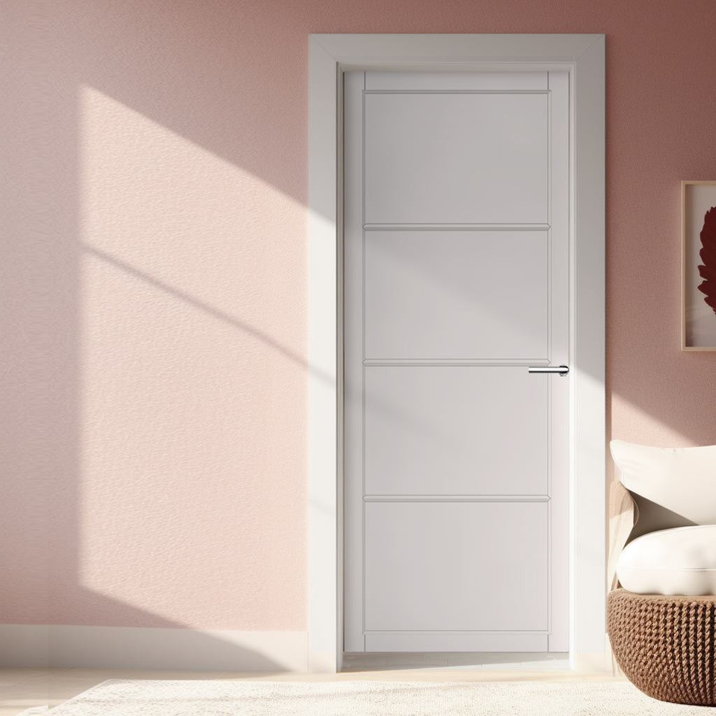 Florence Panel Solid Wood Internal Door UK Made  DD0114P - Cloud White Premium Primed - Urban Lite® Bespoke Sizes