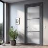 Iretta Solid Wood Internal Door UK Made  DD0115F Frosted Glass - Stormy Grey Premium Primed - Urban Lite® Bespoke Sizes