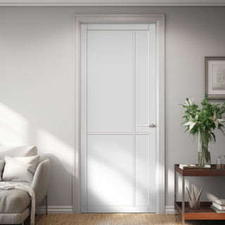 Image: Lerens Panel Solid Wood Internal Door UK Made  DD0117P - Cloud White Premium Primed - Urban Lite® Bespoke Sizes