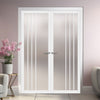 Tula Solid Wood Internal Door Pair UK Made DD0104F Frosted Glass - Cloud White Premium Primed - Urban Lite® Bespoke Sizes