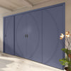 Four Sliding Minimal Wardrobe Doors & Frame Kit - V-Line® Grooved Flush Door V008 - Premium Primed - Six Colour Options