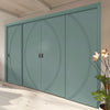 Four Sliding Maximal Wardrobe Doors & Frame Kit - V-Line® Grooved Flush Door V008 - Premium Primed - Six Colour Options