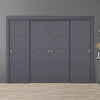 Four Sliding Maximal Wardrobe Doors & Frame Kit - V-Line® Grooved Flush Door V011 - Premium Primed - Six Colour Options