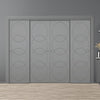 Four Sliding Maximal Wardrobe Doors & Frame Kit - V-Line® Grooved Flush Door V011 - Premium Primed - Six Colour Options