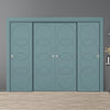 Four Sliding Maximal Wardrobe Doors & Frame Kit - V-Line® Grooved Flush Door V011 - Premium Primed - Six Colour Options