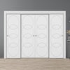 Four Sliding Maximal Wardrobe Doors & Frame Kit - V-Line® Grooved Flush Door V011 - Premium Primed - Six Colour Options