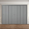Four Sliding Minimal Wardrobe Doors & Frame Kit - V-Line® Grooved Flush Door V021 - Premium Primed - Six Colour Options
