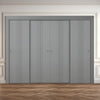 Four Sliding Maximal Wardrobe Doors & Frame Kit - V-Line® Grooved Flush Door V021 - Premium Primed - Six Colour Options
