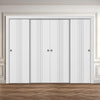Four Sliding Minimal Wardrobe Doors & Frame Kit - V-Line® Grooved Flush Door V021 - Premium Primed - Six Colour Options