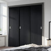 Three Sliding Maximal Wardrobe Doors & Frame Kit - V-Line® Grooved Flush Door V021 - Premium Primed - Six Colour Options